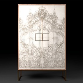MIGLIORINO Design CHARM sideboard in MDF 2 doors covered with fabrics