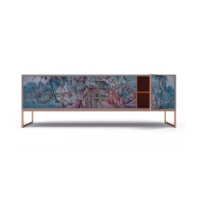 MIGLIORINO CHARM HERON low sideboard in MDF with 4 doors covered with fabrics