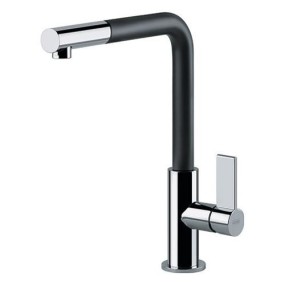 FRANKE NEPTUN black and chrome adjustable sink mixer with shower