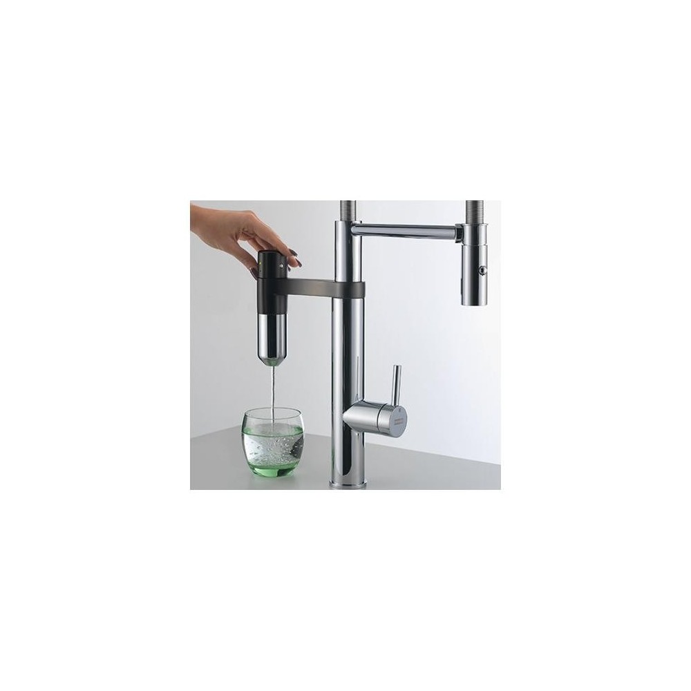 Black VITAL double control mixer with filter system and hand shower