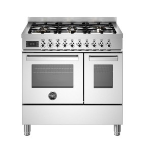 90 cm stainless steel kitchen with 6 burners, double electric oven