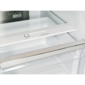 Free-standing cross door refrigerator, stainless steel