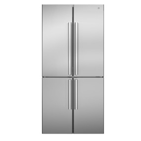 Free-standing cross door refrigerator, stainless steel