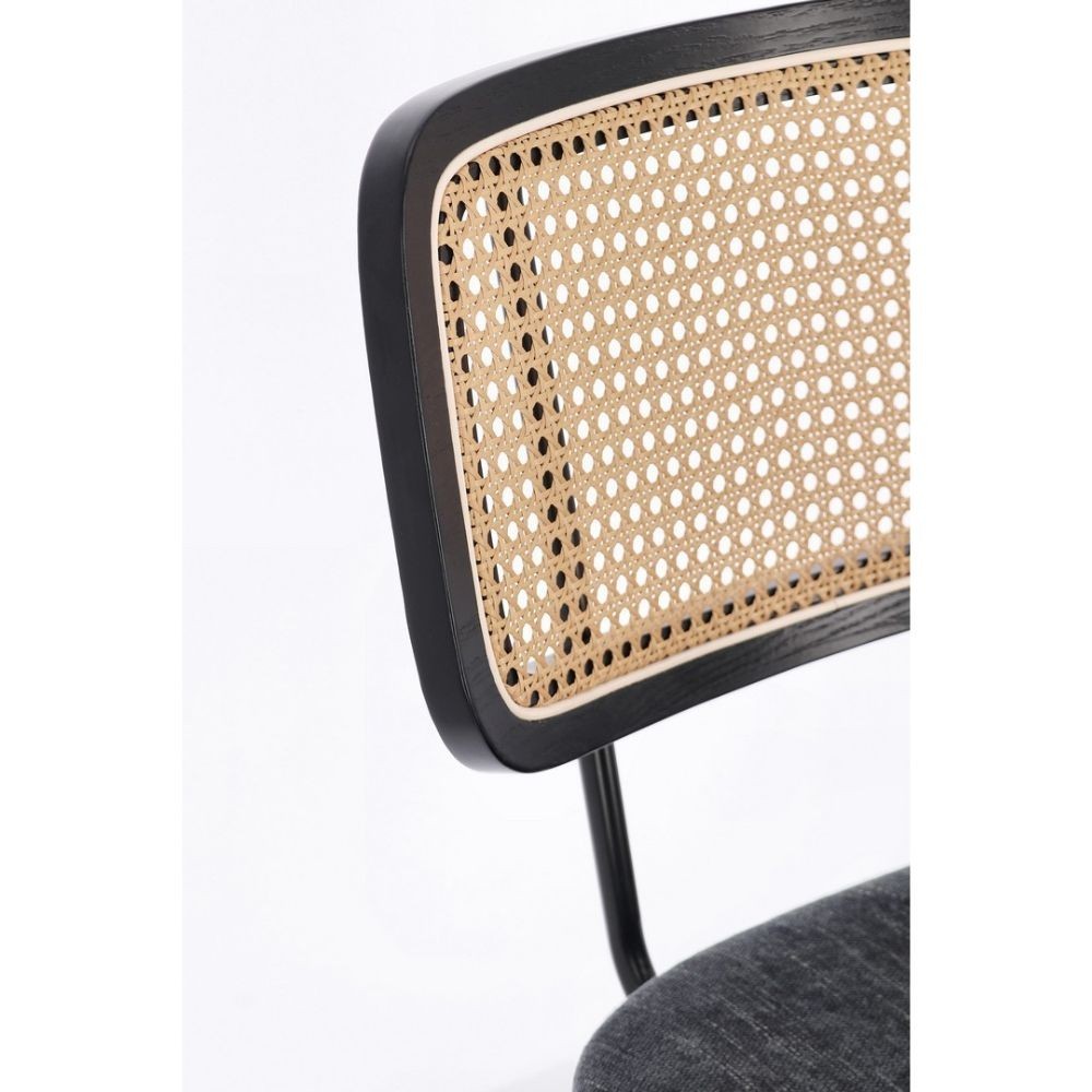 Glenna chair dark gray polyester seat rattan backrest