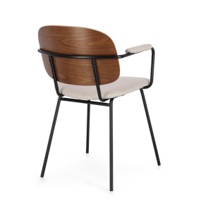 C-BR SIENNA beige chair, polyester seat, poplar wood backrest