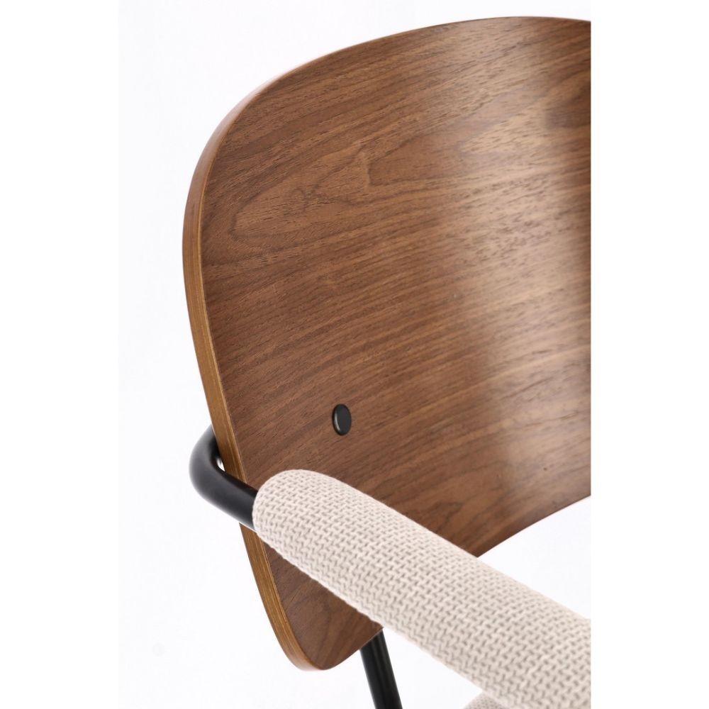 C-BR SIENNA beige chair, polyester seat, poplar wood backrest