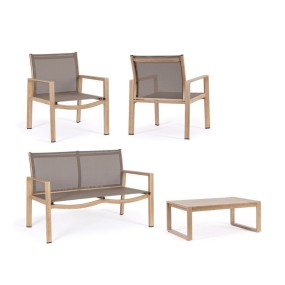 Set of 4 KALLEN aluminum structure, seat and backrest in textilene