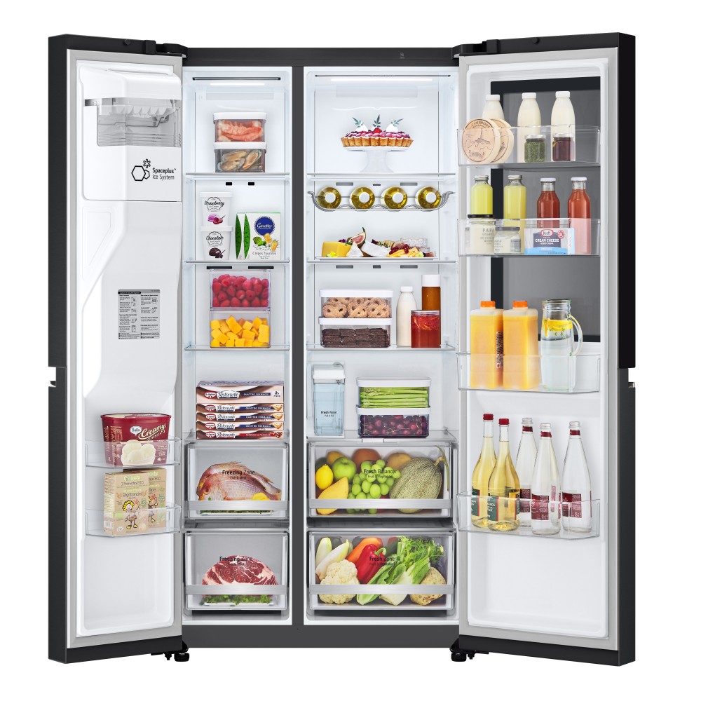 LG InstaView GSGV81EPLL side-by-side refrigerator Freestanding 635 L E Black