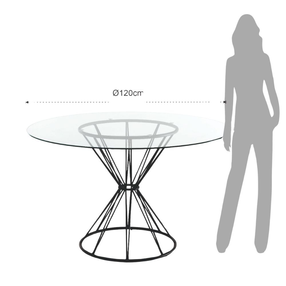 BELLAMY Fixed Glass Table Base in matt black steel L 120 cm