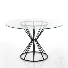 Pied de table fixe en verre BELLAMY en acier noir mat L 120 cm