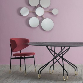 Table Ambiance Italia avec base en acier, plateau rond d.130 cm