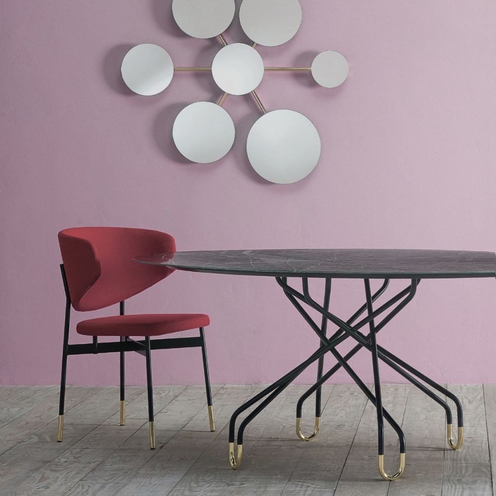 Ambiance Italia Table with steel base, round top d.130 cm