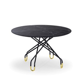 Table Ambiance Italia avec base en acier, plateau rond d.130 cm