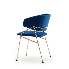 Ambiance Italia Poltroncina con struttura in acciaio, sedile e schienale imbottito in tessuto 50x50x46 H66 H80 cm