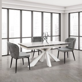 Table extensible Rover Style plateau Conor en finition blanc statuaire