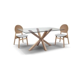 Rover Style tavolo fisso Venus base in legno piano in vetro 160/90/75 cm