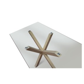 Rover Style tavolo fisso Venus base in legno piano in vetro 160/90/75 cm