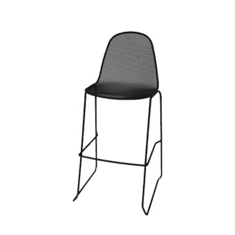 Camilla 75 outdoor stool with structure, seat and back in pre-galvanized steel, anthracite color