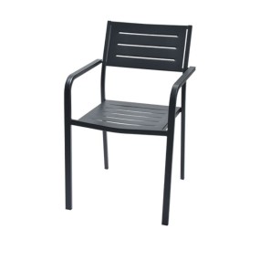 Chaise d'extérieur Dorio 2, avec accoudoirs, structure, assise et dossier en acier pré-galvanisé, couleur anthracite