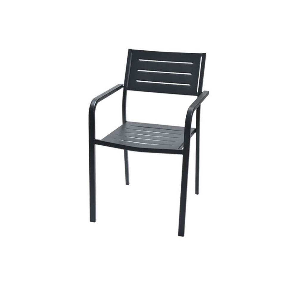 Sedia da esterno Dorio 2, con braccioli, struttura, seduta e schienale in acciaio pre-zincato, colore antracite