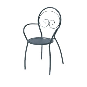 Sedia da esterno Fiona 2 con braccioli, struttura, seduta e schienale in acciaio pre-zincato, colore antracite