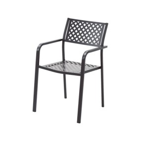 Lola 2 outdoor chair with armrests, structure, seat and back in pre-galvanized steel, anthracite color