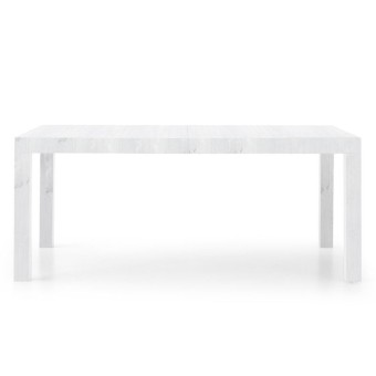 Rectangular white ash laminate table with 2 50 cm extensions