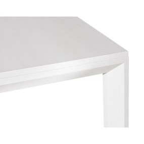 Modern table in white ash laminate with 1 extension of 50 cm