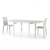 Sonia 2 square extendable table in white ash laminate, 4 seats