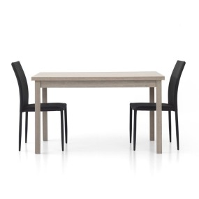 Focus 1 modern rectangular table, gray oak laminate with 2 extensions of 40 cm