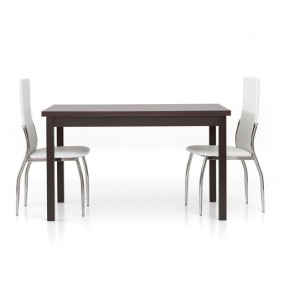 Focus 2 modern rectangular table, dark oak wengè laminate with 2 extensions of 40 cm