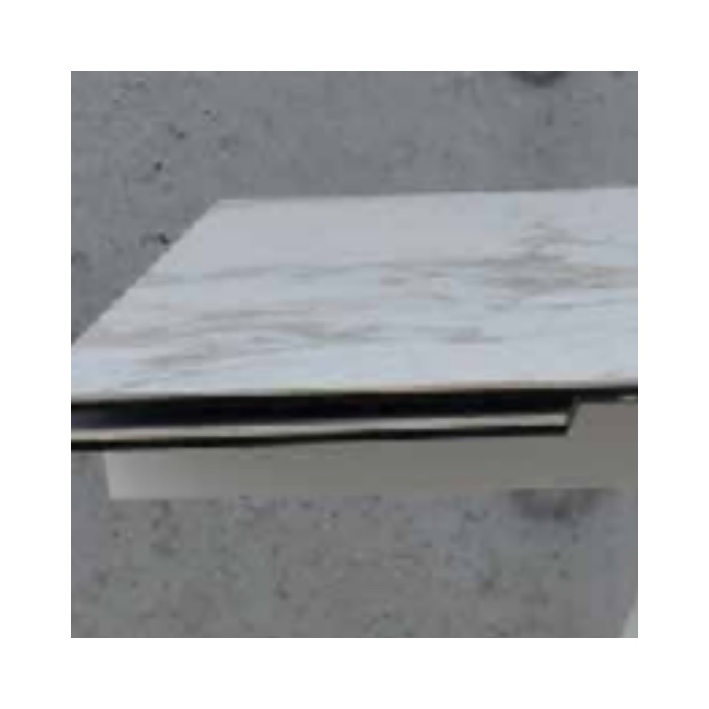 Tavolo allungabile piano vetro ceramica effetto marmo bianco