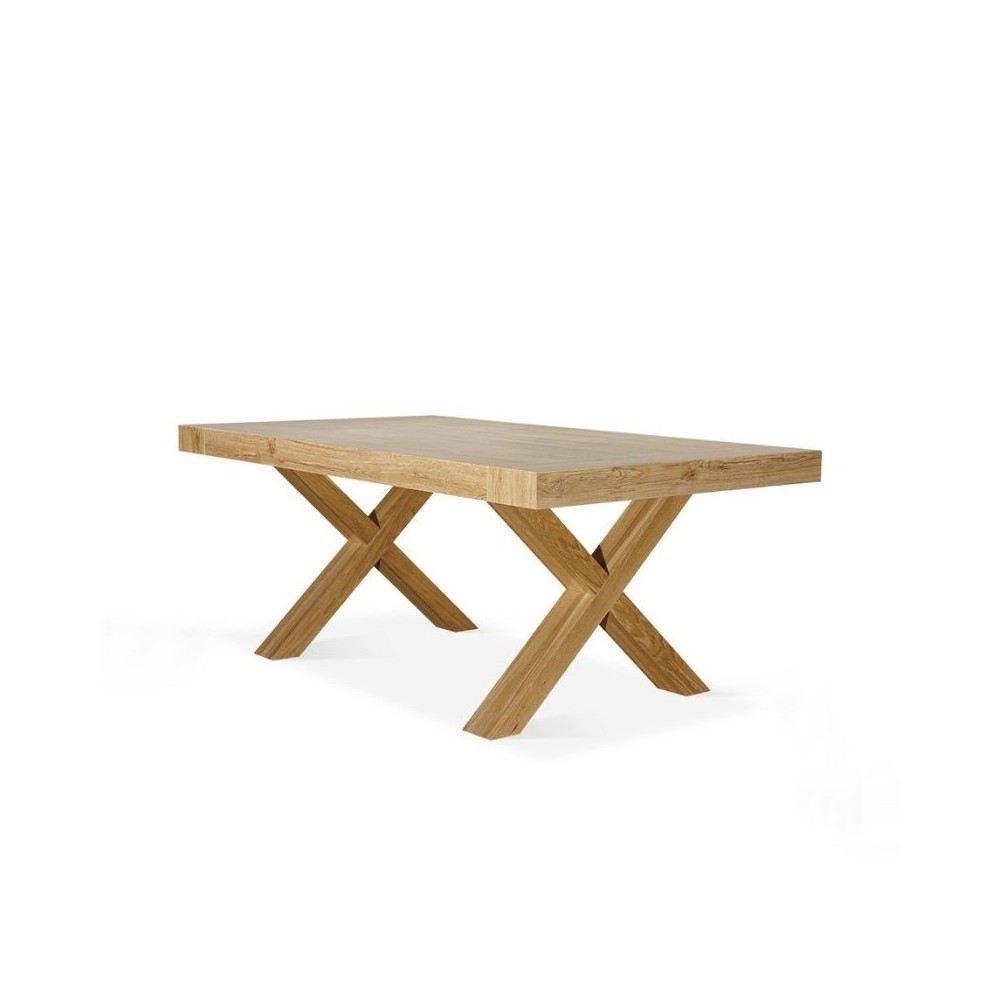 Yucca extendable table, with structure and top in worn natural oak effect laminate, with 2 extensions of 50 cm
