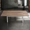 Table rectangulaire Savio avec plateau en stratifié chêne, structure en métal blanc, 2 rallonges de 40 cm